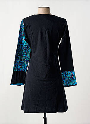 Robe courte manches longues manches longues noir COTON DU MONDE femme