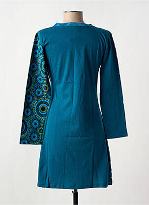 Robe courte manches longues manches longues bleu COTON DU MONDE femme