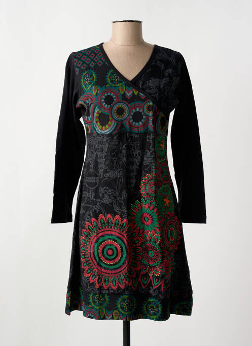 Robe mi-longue noir COTON DU MONDE pour femme