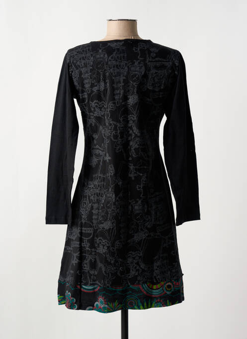 Robe mi-longue noir COTON DU MONDE pour femme