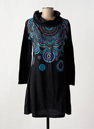 Robe courte manches longues manches longues noir COTON DU MONDE femme