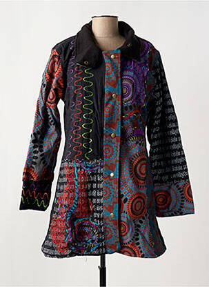 Manteau court poches sans capuche noir COTON DU MONDE femme