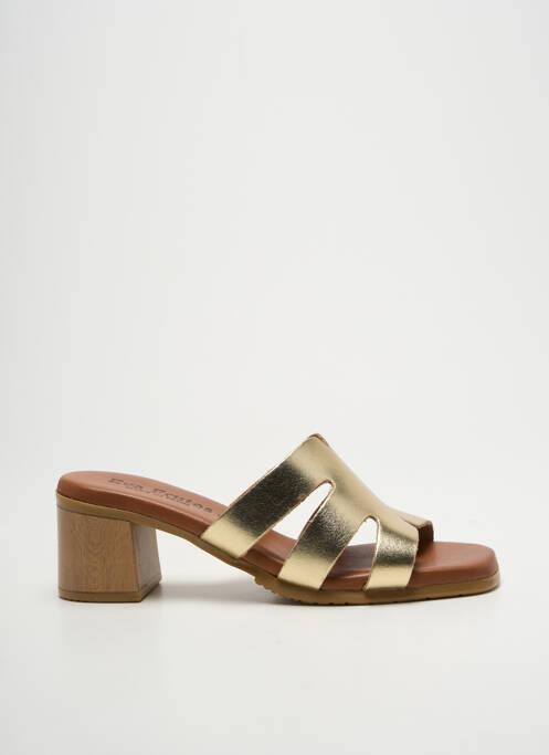 Mules/sabots tissage satiné talon de 4 à 6cm or EVA FRUTOS femme