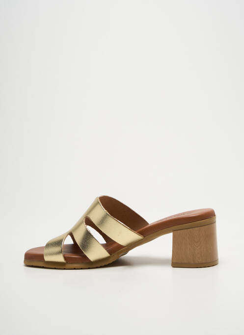 Mules/sabots tissage satiné talon de 4 à 6cm or EVA FRUTOS femme