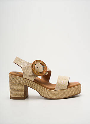 Sandales/nu pieds semi compensé talon de 7 à 9cm beige EVA FRUTOS femme