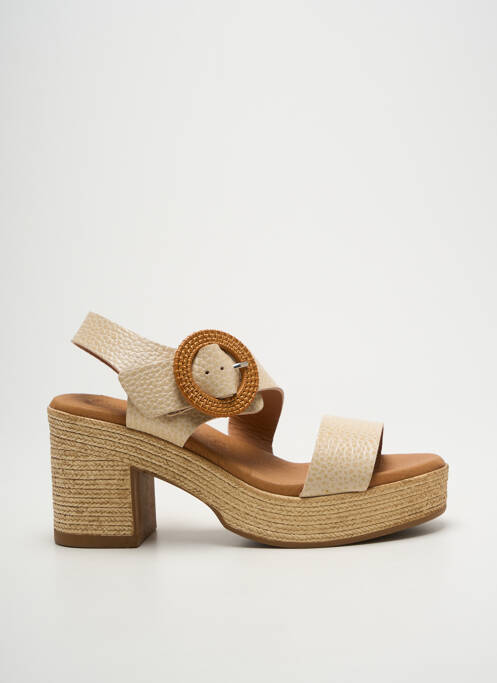 Sandales/nu pieds semi compensé talon de 7 à 9cm beige EVA FRUTOS femme