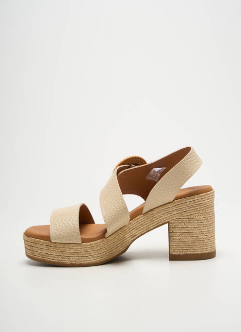 Sandales/nu pieds semi compensé talon de 7 à 9cm beige EVA FRUTOS femme