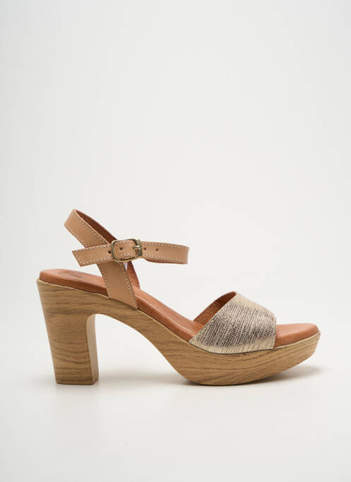 Sandales/nu pieds tissage satiné talon de 7 à 9cm or EVA FRUTOS femme