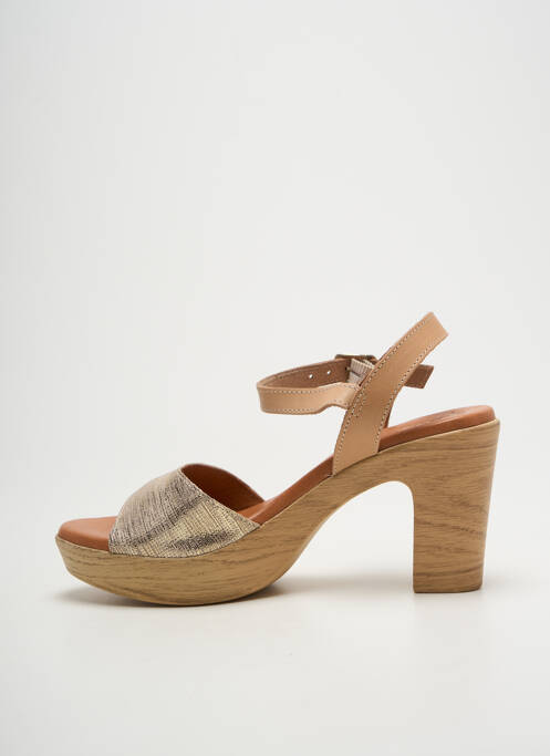 Sandales/nu pieds tissage satiné talon de 7 à 9cm or EVA FRUTOS femme
