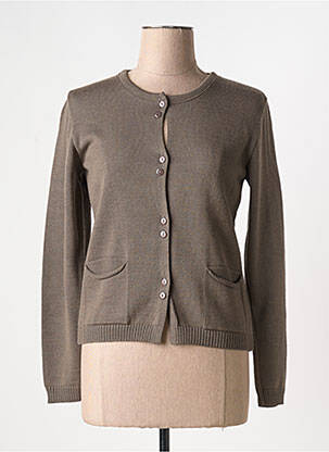 Gilet manches longues col rond marron DUGER femme