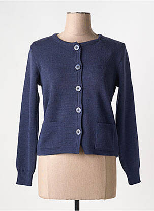 Gilet manches longues col rond bleu DUGER femme