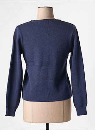 Gilet manches longues col rond bleu DUGER femme