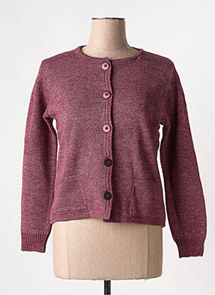 Gilet manches longues col rond violet DUGER femme