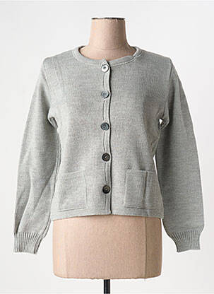 Gilet manches longues col rond gris DUGER femme