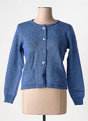Gilet manches longues col rond bleu DUGER femme
