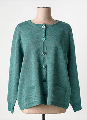 Gilet manches longues col rond vert DUGER femme