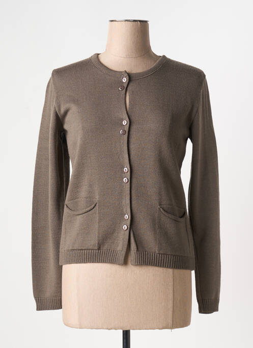 Gilet manches longues stretch marron DUGER femme
