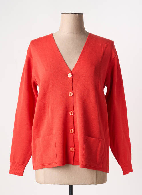 Gilet manches longues orange DUGER pour femme