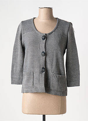 Gilet manches longues col rond gris DUGER femme