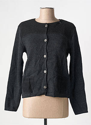 Gilet manches longues col rond noir DUGER femme