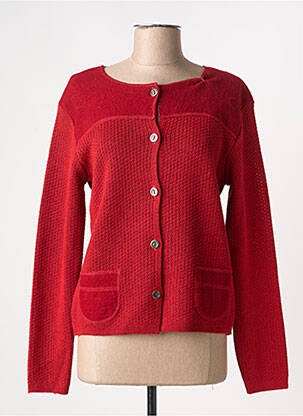 Gilet manches longues fermeture boutonnée sur le devant rouge DUGER femme