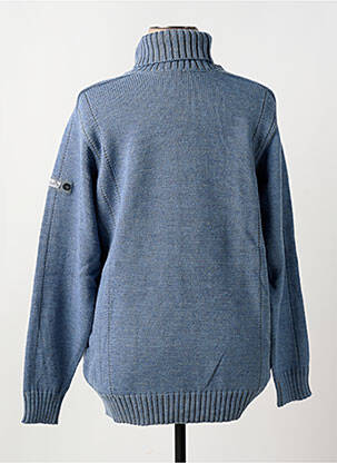 Pull col roulé tissage chiné manches longues bleu DUGER femme