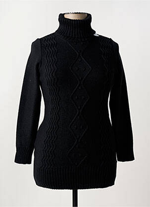 Pull col roulé stretch manches longues noir DUGER femme