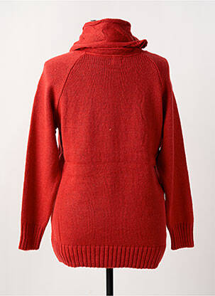 Pull col roulé maille torsadée manches longues orange DUGER femme