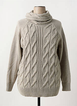 Pull col roulé maille torsadée manches longues gris DUGER femme