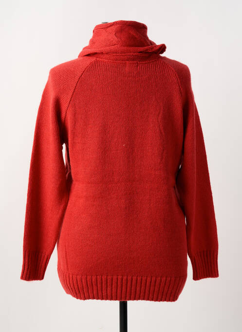Pull col roulé maille torsadée manches longues orange DUGER femme