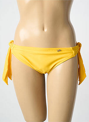 Bas de maillot de bain effet matière satinée bikini jaune LES P'TITES BOMBES femme