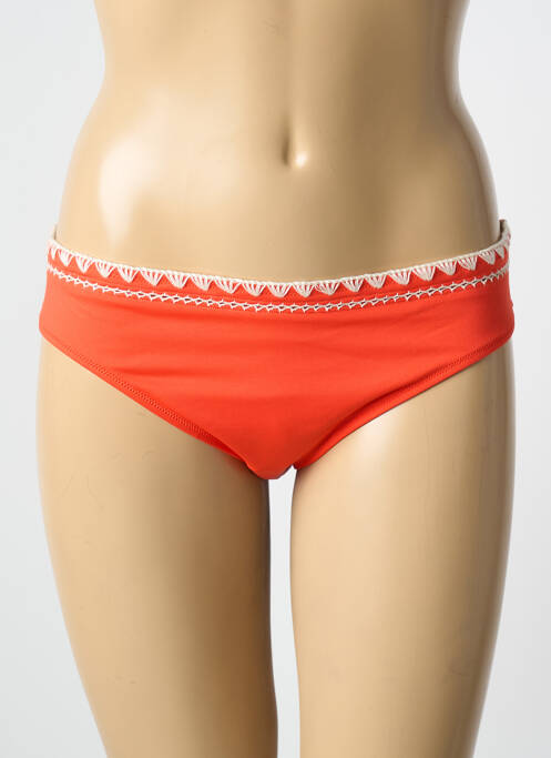 Bas de maillot de bain effet matière satinée culotte orange BORABORA femme