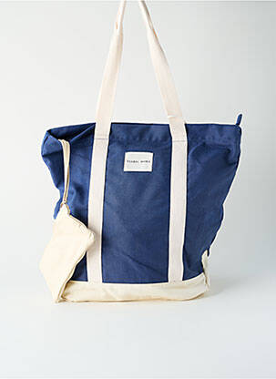 Sac poignée 2 anses de portée forme cabas bleu YSABEL MORA femme