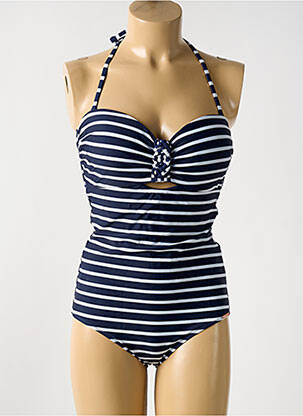 Maillot de bain 1 pièce imprimé fantaisie haut soutien-gorge emboitant bleu YSABEL MORA femme