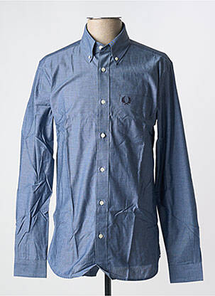 Chemise manches longues coupe droite bleu FRED PERRY homme
