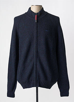 Gilet manches longues tissage chiné bleu NEW ZEALAND AUCKLAND homme