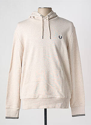Sweat-shirt à capuche poches manches longues beige FRED PERRY homme