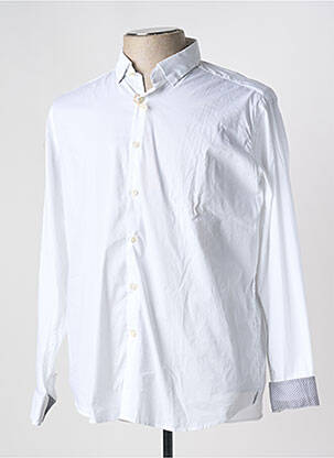 Chemise manches longues blanc FIL NOIR pour homme