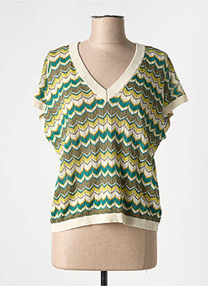 Pull coupe cintrée manches courtes vert VILA femme