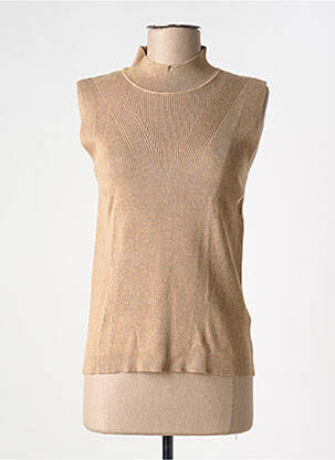 Pull col roulé coupe cintrée sans manche beige B.YOUNG femme