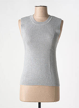 Pull coupe cintrée sans manche gris B.YOUNG femme