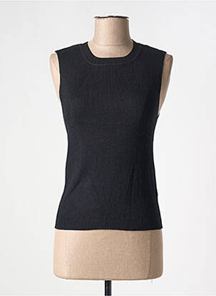 Pull coupe cintrée sans manche noir B.YOUNG femme