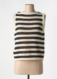 Pull col rond sans manche beige ICHI femme