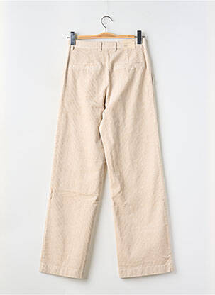Pantalon droit fermeture zippée sous rabat avec crochet beige PART TWO femme