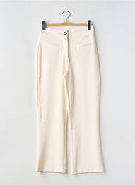 Pantalon droit fermeture zippée sous rabat boutonné beige ICHI femme