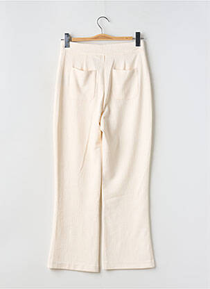 Pantalon droit fermeture zippée sous rabat boutonné beige ICHI femme