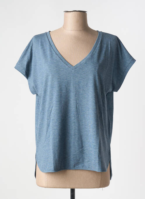 T-shirt coupe droite manches courtes bleu ICHI femme