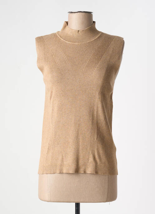 Pull col roulé coupe cintrée sans manche beige B.YOUNG femme