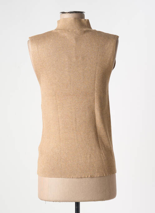 Pull col roulé coupe cintrée sans manche beige B.YOUNG femme