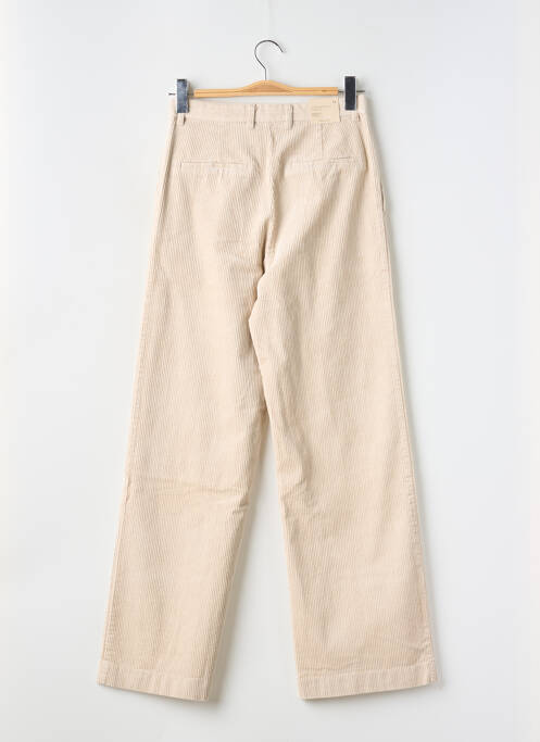 Pantalon droit fermeture zippée sous rabat avec crochet beige PART TWO femme